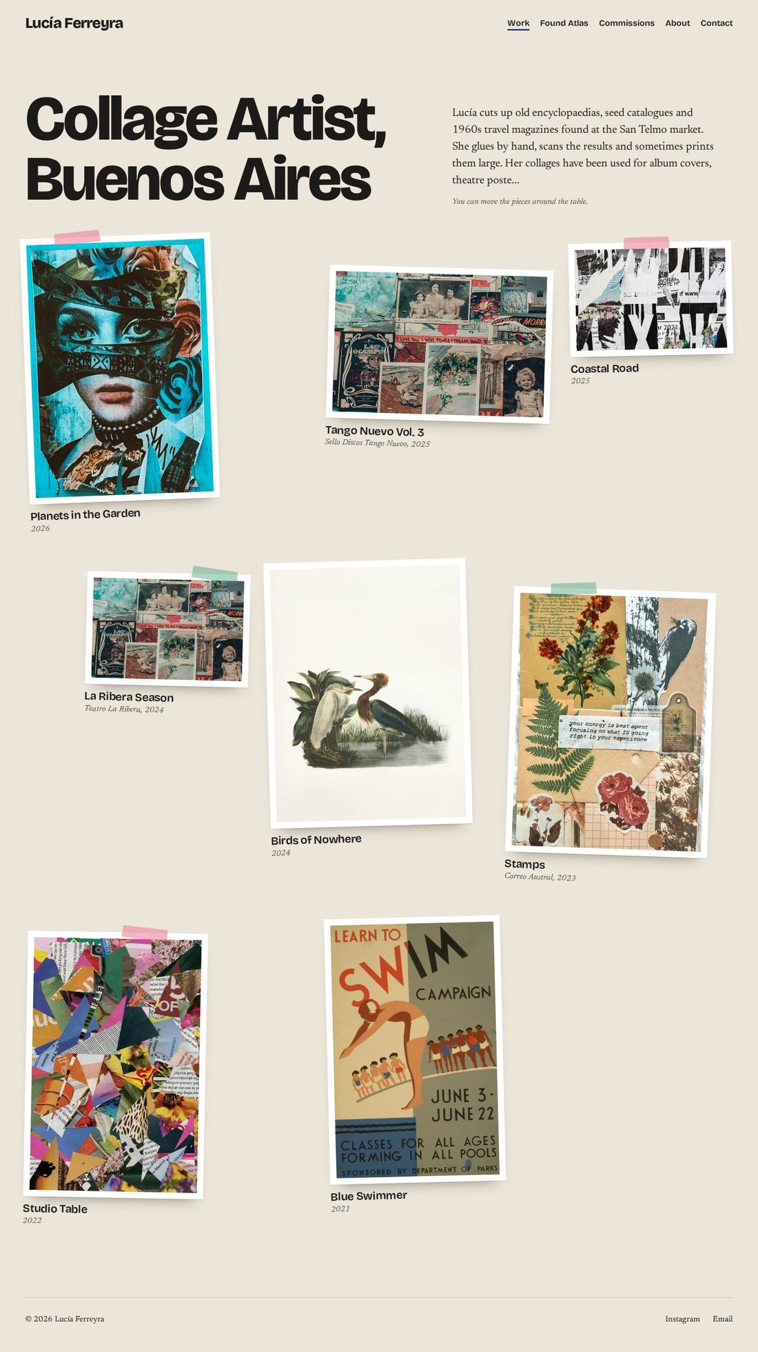 Collage theme with Lucía Ferreyra’s portfolio