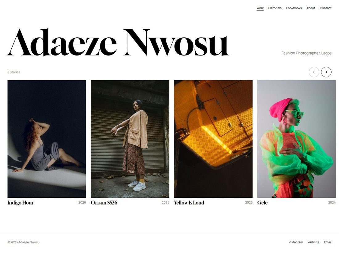 Runway theme with Adaeze Nwosu’s portfolio